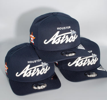 New Era Houston Astros Space Shuttle Script 950 A-Frame Pre Curved Snap