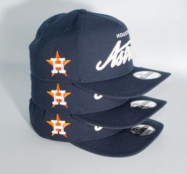 New Era Houston Astros Space Shuttle Script 950 A-Frame Pre Curved Snap